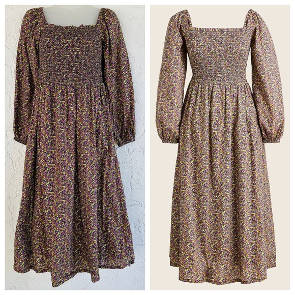 J.CREW Dresses & Skirts - J.Crew Liberty Smocked Floral Midi Dress Cottagecore Boho Busy Lizzy Women Small